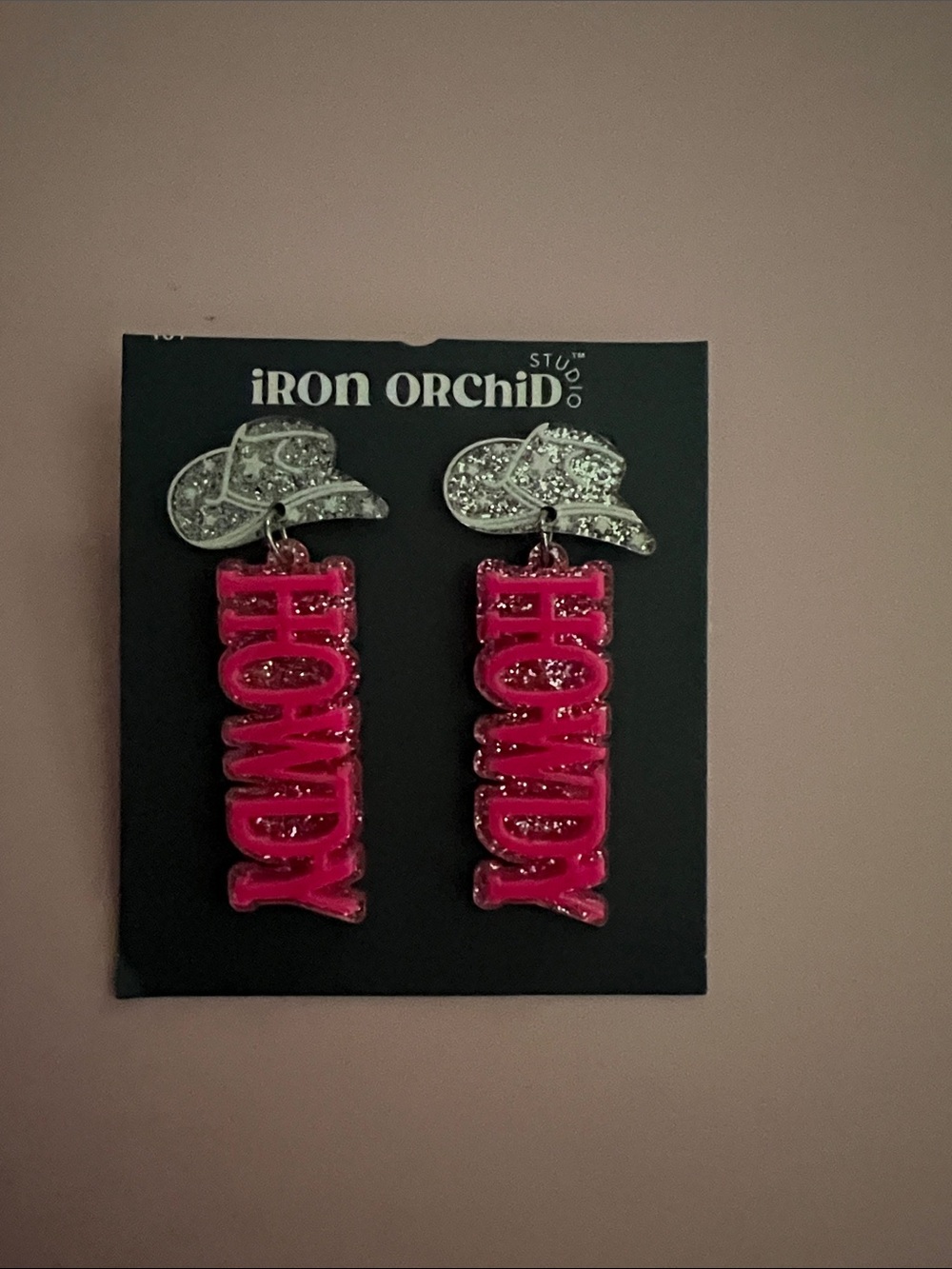 Hot Pink HOWDY Western Drop Earrings